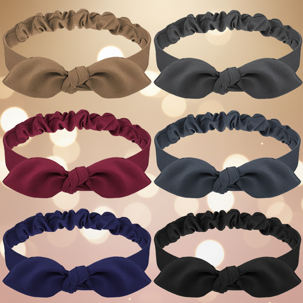 6 Bow Headbands Elegant Background