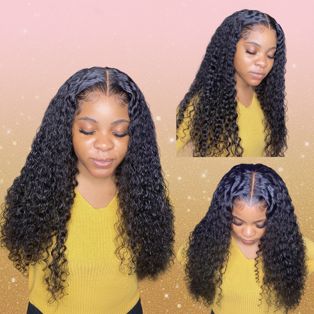 Curly wig photo 1 with elegant background