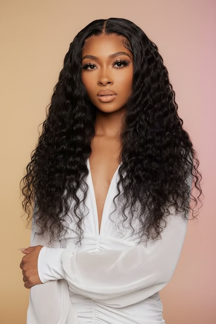 Deep wave model elegant pink gold background