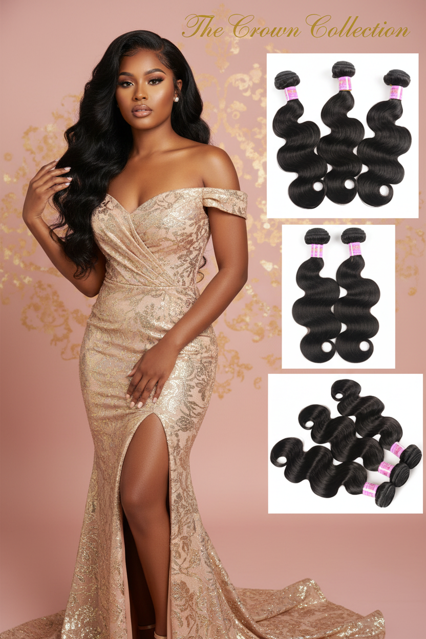 Elegant model with body wave hair - The Crown Collection