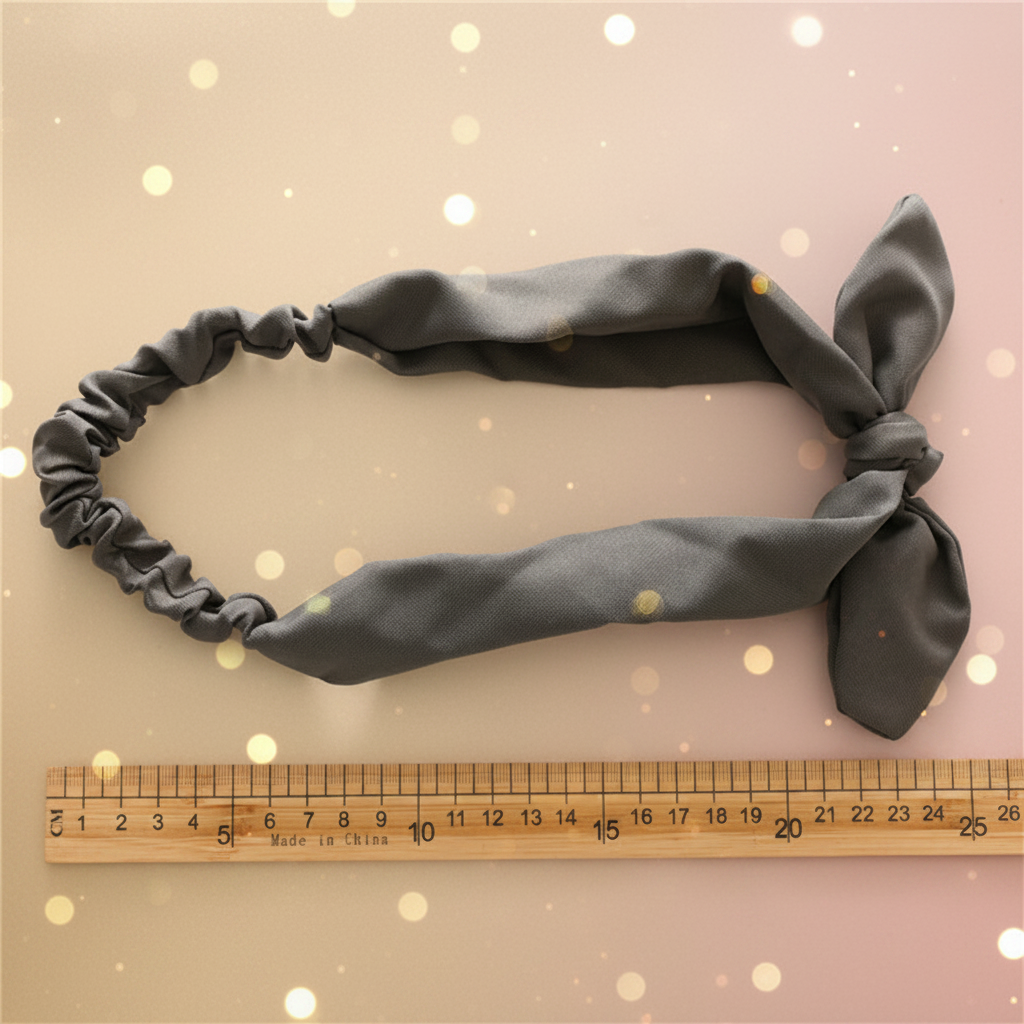 Gray Bow Headband Size Reference Elegant Background
