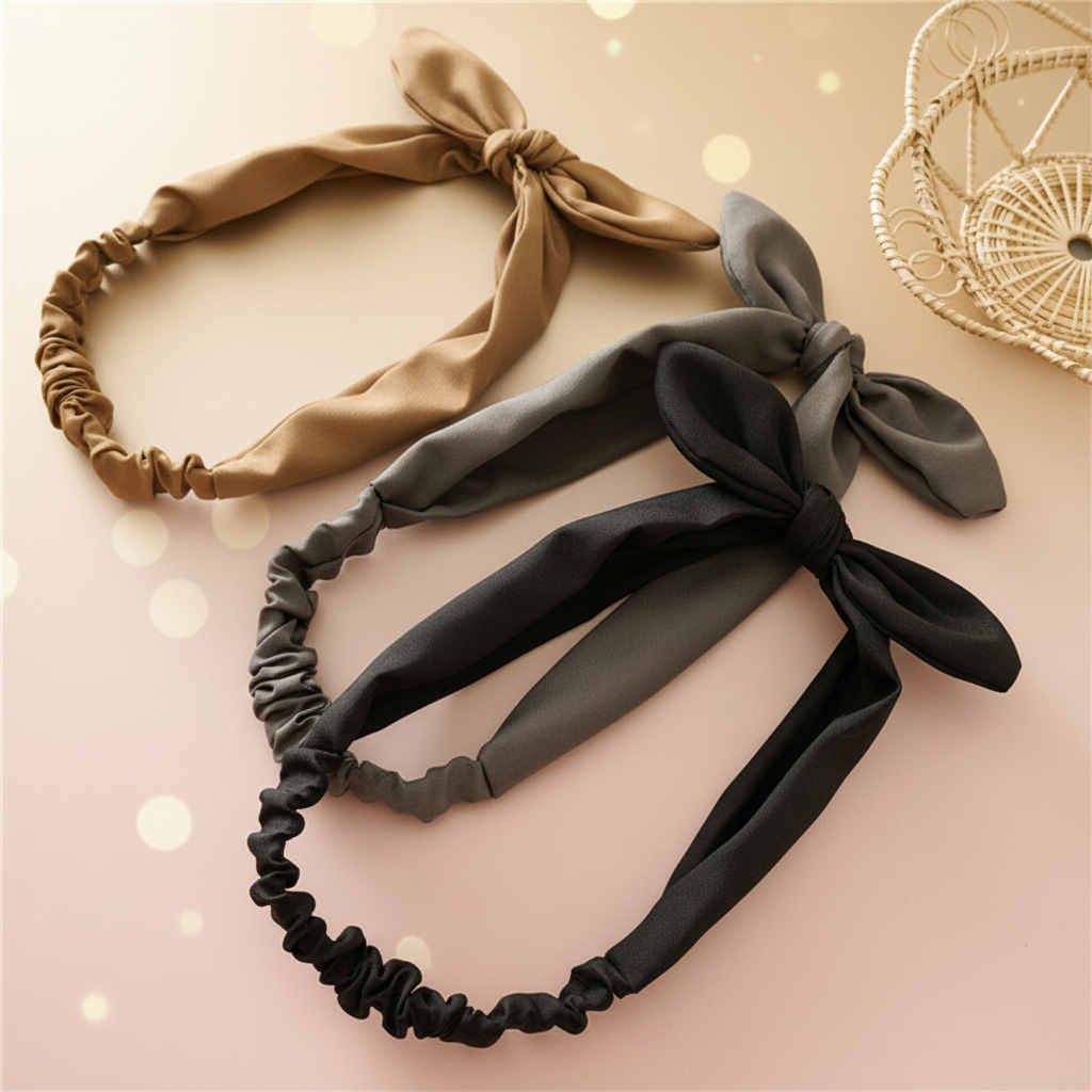 Khaki Gray Black Bow Headbands Elegant Background